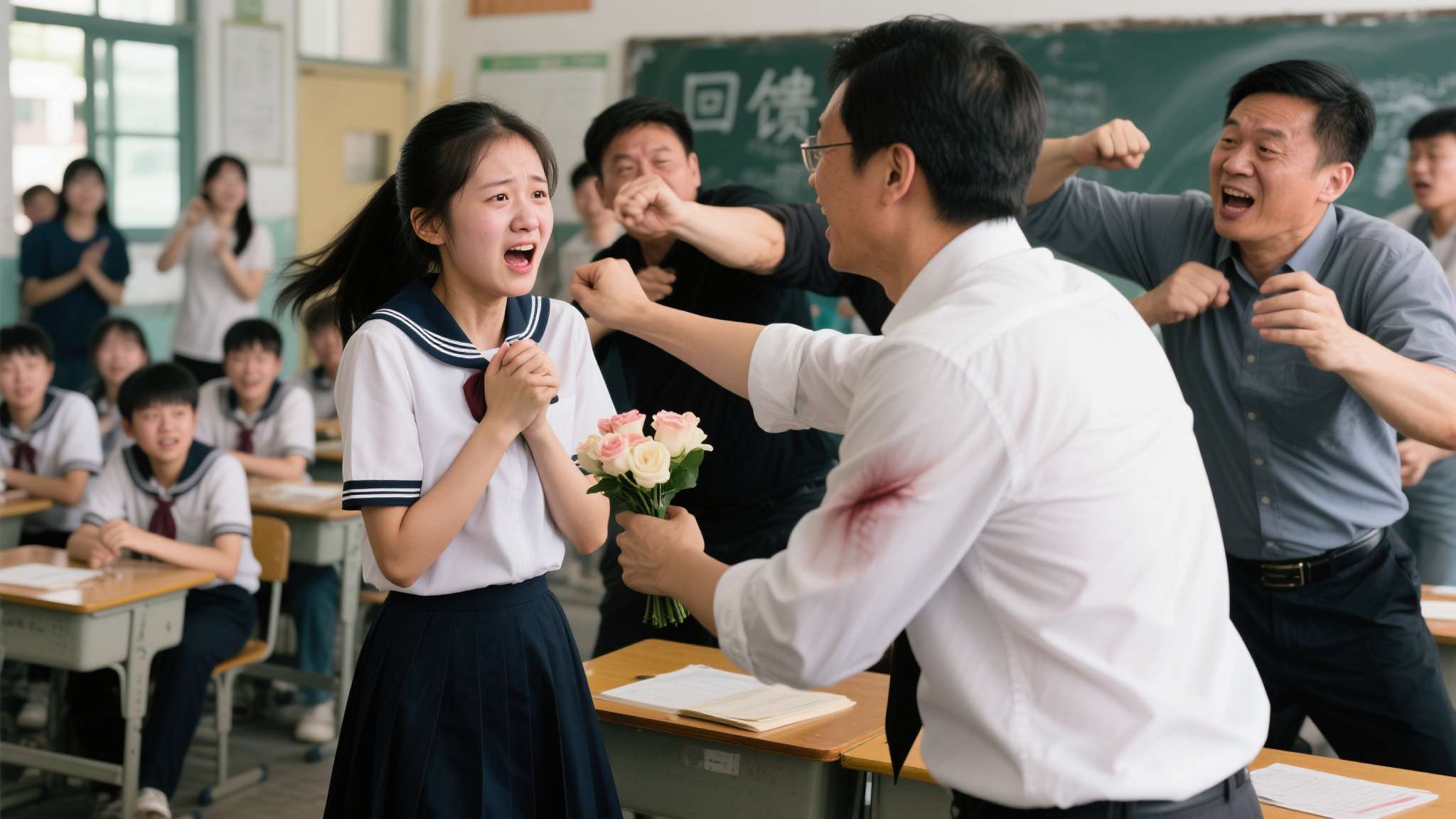 面对这一突如其来的举动，被求婚的女学生显然毫无心理准备。她不仅当场拒绝，还在情绪